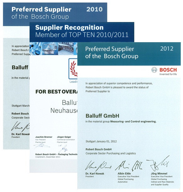 Balluff, üçüncü kez Bosch'un takdirini kazandı